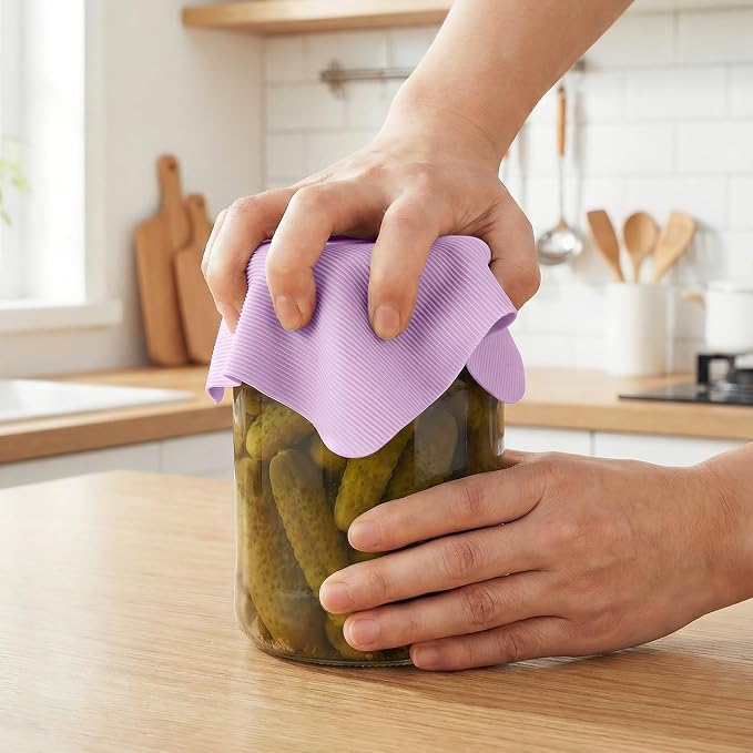 NiHome Silicone Jar Opener Gripper Pads, 6 In for Seniors, Macaron, 4PC | Textured Back for Superior Grip on Stubborn Lids, BPA-Free Food-Grade, Heat Resistant, Dishwasher Safe, Rounded Square
