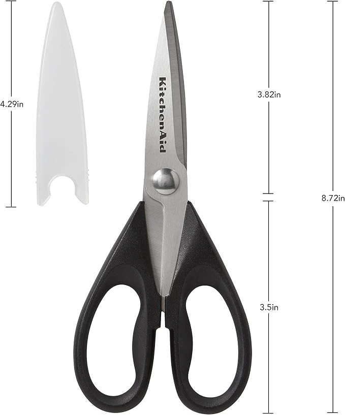 KitchenAid Classic Multifunction Can Opener/Bottle Opener, 8.34-Inch, Black & All Purpose Shears with Protective Sheath, One Size, Black