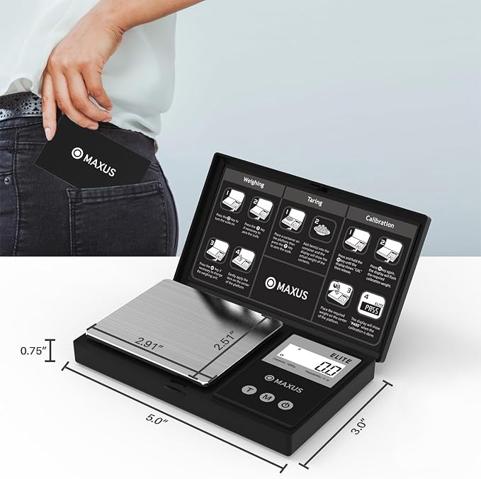 Digital Gram Scale 1000g/0.1g, Small Food Scale with Backlit LCD, Mini Pocket Scale for Jewelry | Small Food Scale with Backlit LCD, 6 Weighing Units, Tare Function