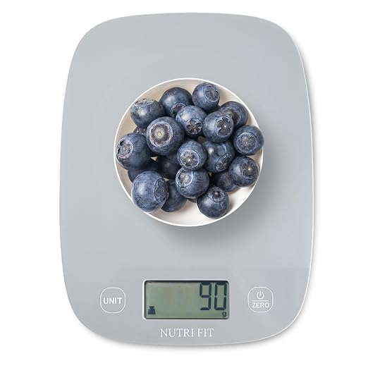 11lb Food Scale Kitchen Scales Digital Weight Grams & Ounces Grey | Ultra-Slim Size, 1g Precision, Max 11lbs, Smart Tare, Baking Cooking Weighing Scale, Portion Control, Hanging Storage