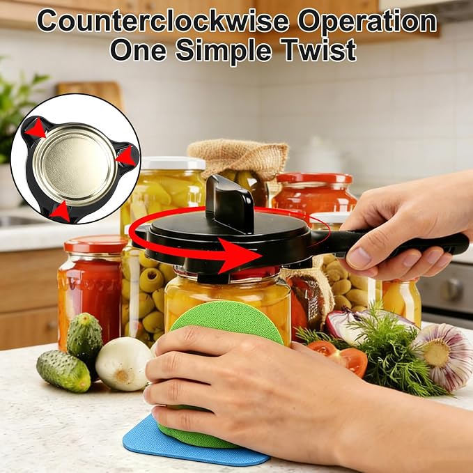 jar openers for seniors,4-in-1 Can Opener for Weak hands,Fits Kitchen Jars with Two Non-Slip Grip, Bottles & Can with Non Slip Rubber Jar opener Gripper Pad