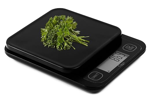 Ozeri® Garden and Kitchen Scale II with 420 Variable Graduation Technology® | Measures most delicate garden herbs and greens at 0.1 g for ingredients under 420 grams and 0.5 g for items over 420 grams