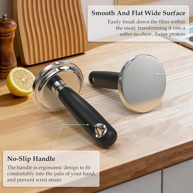 Meat Pounder Tenderizer，Stainless Steel Round Chicken Tenderizer，Kitchen Mallet, Meat Masher Tool，Kitchen Meat Mallet for Flattening Steak Beef Poultry