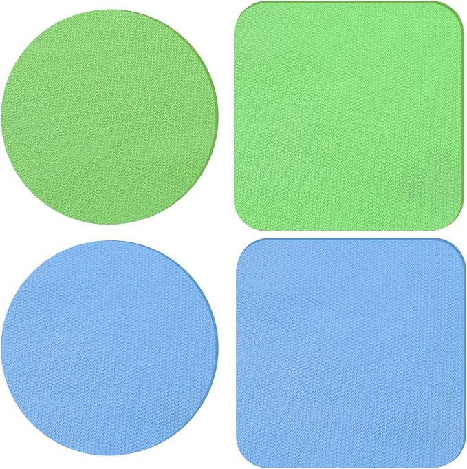 Imeepa 4PCS Rubber Jar Opener Gripper Pads for Seniors (Blue+Green) | Non-Slip Rubber Grips Open Tight Jars Easily. Ideal for Arthritis, Weak Hands. 4-Piece Set, Versatile For Bottles & Cans