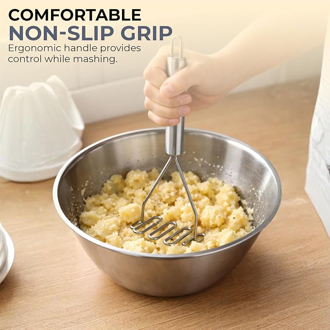 Stainless Steel Potato Masher Wire Food Masher for Potatoes, Avocado, Vegetables & Beans – Kitchen Tool with Comfortable Handle, Dishwasher Safe