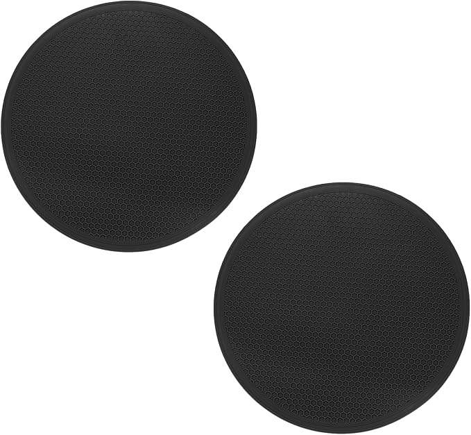 uxcell 2pcs Silicone Trivet Mats 11.8" Dia Round Non-Slip Silicone Pot Holders for Hot Pots and Pans, Heat Resistant Hot Pads for Kitchen Hot Dishes Table Countertops, Black