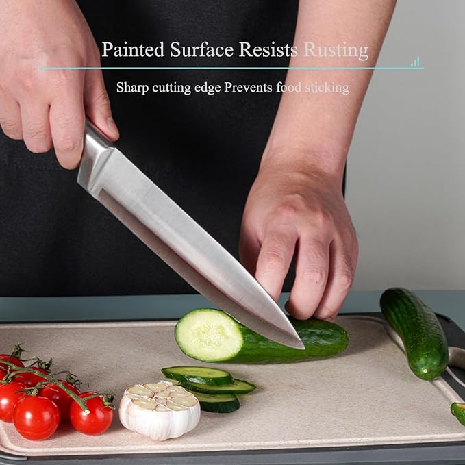 Kitchen Knife Set, 9Pcs Blue Knife Set with Rotation Block, Ergonomical Handle,Non Stick Sharp Stainless Steel Chef Knife Block Set for Home Cooking Gift
