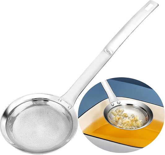 TBWHL Multi-functional Hot Pot Fat Skimmer Spoon - Stainless Steel Fine Mesh Food Strainer for Skimming Grease and Foam DIA 4.4"