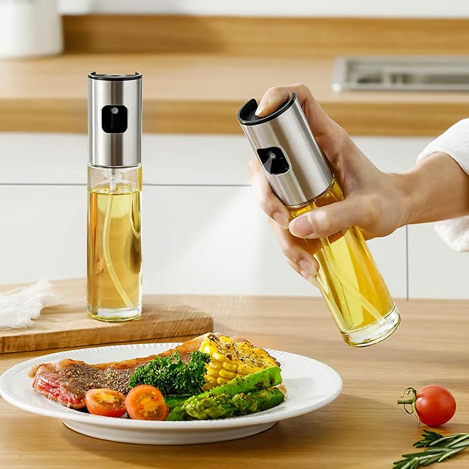 ZENG Glass Oil Sprayer for Cooking, 1.0 ml, Portable, Reusable, Round, Hand Wash Only, Olive Oil Spray for Salad, BBQ, Kitchen Baking