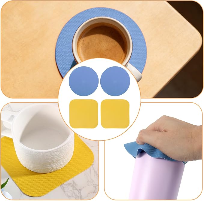 LUTER 4pcs Jar Opener Gripper Pad for Seniors with Weak Hands, Rubber | Multi-function Silicone Bottle Opener Lid Cap Rubber Gripper Pads Kitchen Coasters Gadgets, Blue, Yellow