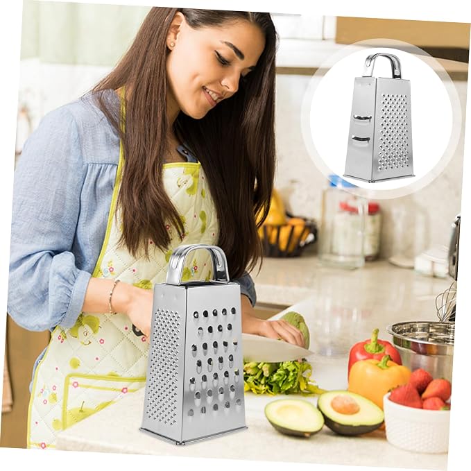 Healeved Power Tools Professional Box Grater Stainless Steel Cheese Grater Vegetable Shredder with 4 Sides for Cheese Vegetables Ginger Nuts 6inch Potato Peelers
