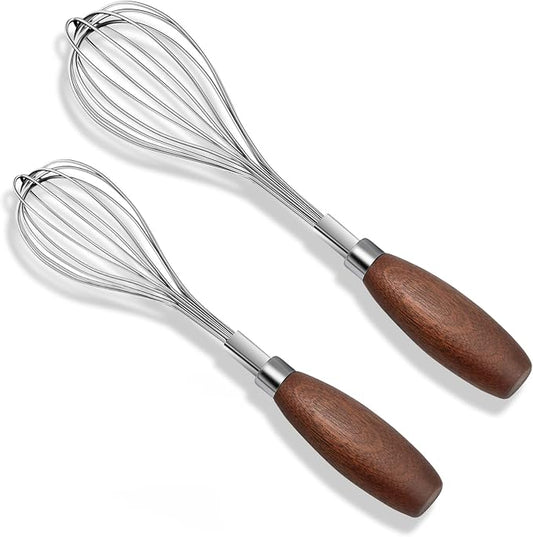 Set of 2 Stainless Steel Whisks, Balloon Whisk Set with Comfortable Handle, Whisk for Cooking, Beating and Frothing (22 cm, 24 cm)
