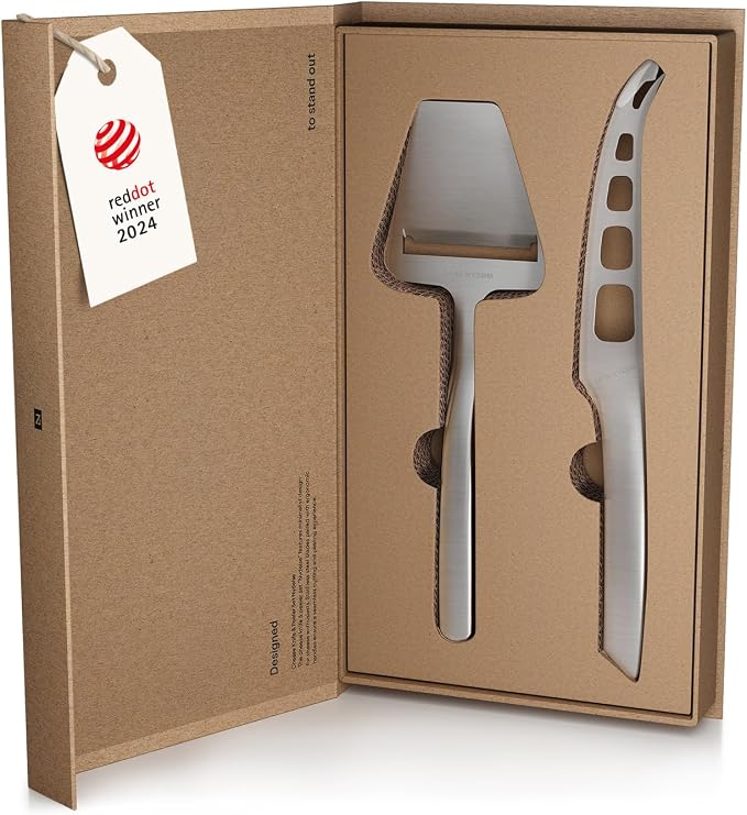 LARS NYSØM Cheese Slicer and Knife Set 2 pcs. I Cheese Knife Set & Cutter Made of Stainless Steel (Stainless Steel)