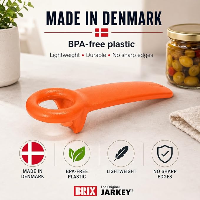 Brix Original Easy Jar Key Opener, Frosted Orange, Vacuum-Seal Release Tool For Stubborn Lids, Arthritis And Carpal Tunnel Aid