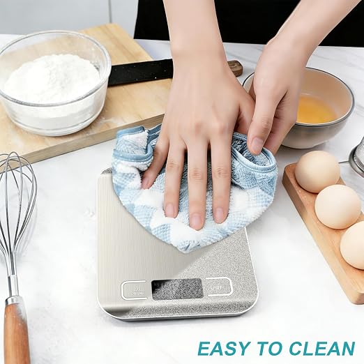 Food Scale, 11lb Kitchen Scale with 6 Units Tare Function & LCD Display, 0.05oz/1g Stainless Steel Digital Food Scale Grams and Ounces for Baking, Cooking, Dieting and Meal Prep (Batteries Included) | 6 Conversion units,Automatic overload,Low battery w...