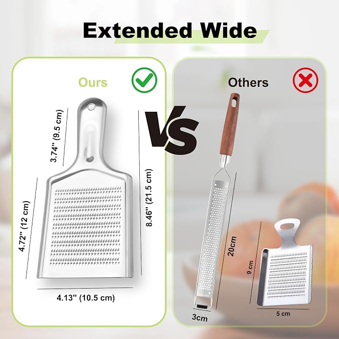 Ginger Grater Tool, Stainless Steel Grater Rustproof 8.46"x4.16" Large Size Ginger Grinder for Fine Grate, Dishwasher Safe Kitchen Tool for Garlic Cheese, Nutmeg, Vegetables & Citrus Zesting