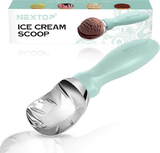 Nextop Ice Cream Scoop with Comfortable Handle - Ergonomic Spoon, Durable Perfect Metal Round Round Scoops Ideal for Ice Cream, Sorbet, Gelato Perfect for Home Use, Kitchen Essential. (Mint)