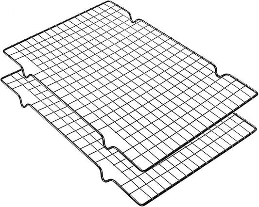 2 Pack Cooling Rack for Baking Cooking, 16" x 10" Squares Wire Racks | Small, Squares Grids, Oven Safe Cookie Cooling Rack, Roasting, Grilling, Drying