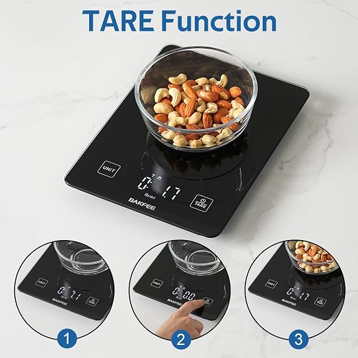 Waterproof Food Scale, 22lb Kitchen Scale, IP67, Rechargeable, Black | 1g Precision, Premium Tempered Glass, Clear LED Display, 6 Units, Tare, Ideal for Baking, Cooking, Making Sourdough Bread