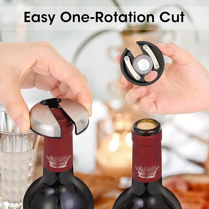 Beneno Multifunctional Wine Bottle Opener Gift Wing Corkscrew, Foil Cutter, Vacuum Stopper & Aerator Pourer, Perfect for Wine Lovers Man Woman, Ingot Silver