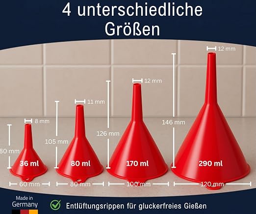 TRICHTERSET Plastik 4 StÃƒck 60/80/100/120 MM