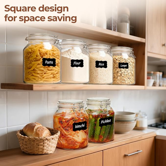 ComSaf Glass Pantry Jars with Airtight Lids 0.7 Gallon 2 Pack Wide Mouth | Flour sugar rice, Sourdough pickling, Pantry organization, Scoop included, Baking supplies, Bulk food storage, Large capacity