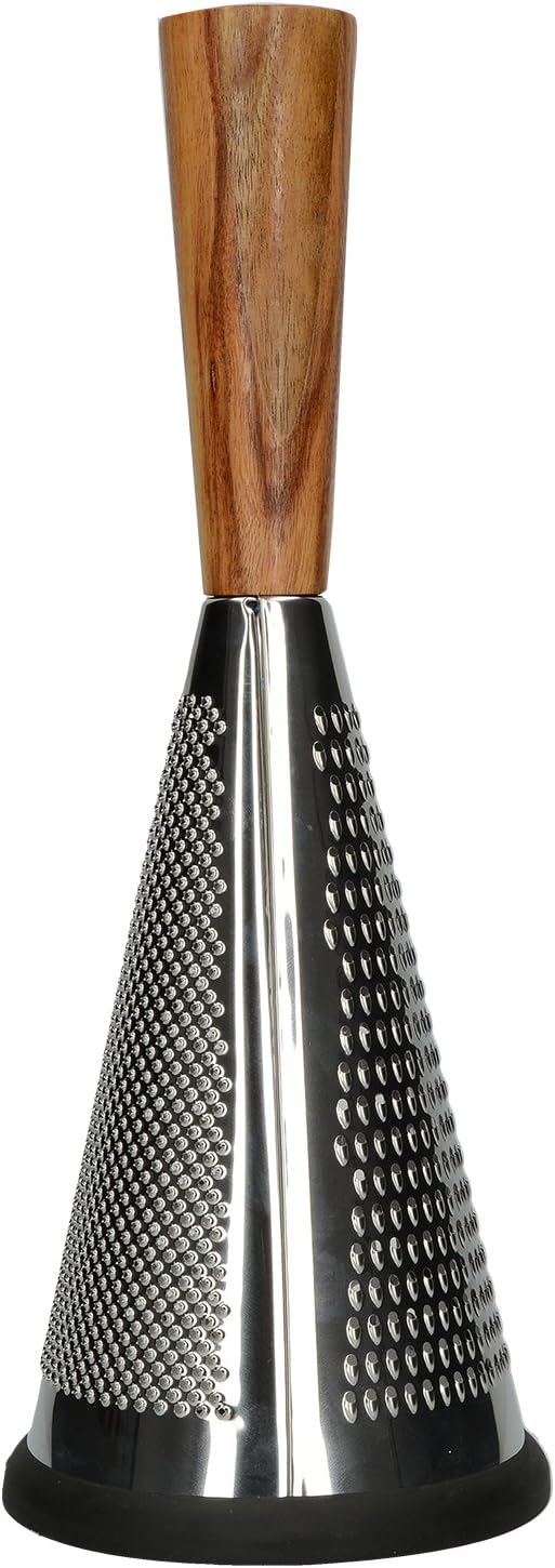 CreativeTops Masterclass Gourmet Cheese Large Vintage-Style Conical Cheese Grater with Wooden Handle, 13 x 13 x 33 cm (5" x 5" x 13"), Silver/Brown