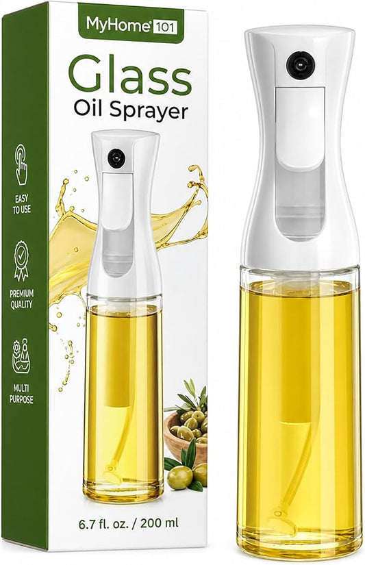 Oilve Oil Sprayer for Cooking - Glass Bottle Spray - 6.7 fl.oz | Fine Mist Mister for Air Fryer, Salad & BBQ Refillable Oil Dispenser for Healthy Meal Prep & Kitchen Organization