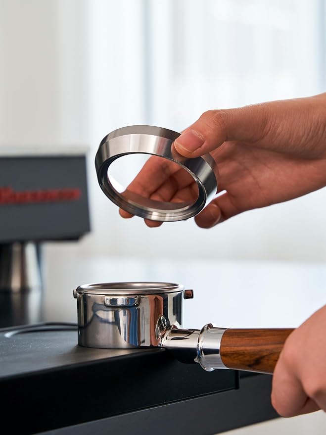 51mm Espresso Dosing Funnel and Puck Screen Set,Stainless Steel Coffee Dosing Ring Compatible with Delonghi 51mm Portafilter.Reusable 1.7mm Thickness Espresso Puck Screen(Stainless Steel)