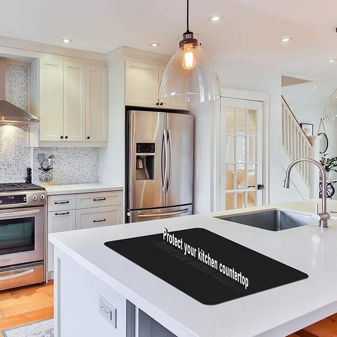Silicone Placemats, Food-Grade Non-Slip Waterproof, Dining, Stain Resistant, Countertop Protector, Kitchen Counter Mat, Heat Resistant, Baking mat Dishwasher Safe (Black, 1)