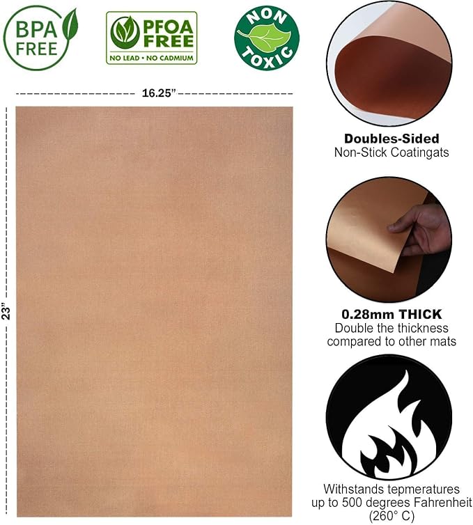 Oven Liners for Bottom of Oven - Non Stick Reusable Oven Liner 3 Pack – Heavy Duty Oven Liners, Oven Mat for Bottom of Oven for Electric & Gas Ovens – Heat Resistant up to 500°F