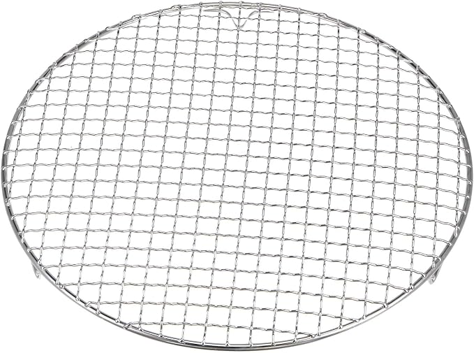 HARFINGTON Round Cooking Rack 12-inch 201 Stainless Steel Cross Wire Barbecue Grill Net with 20mm Legs for Cooking Baking Steaming BBQ