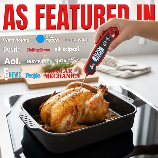 Digital Meat Thermometer with Backlight for Cooking | Instant Read, Waterproof Meat Thermometer | Grilling, BBQ, Smoker, Oven, Turkey and Kitchen