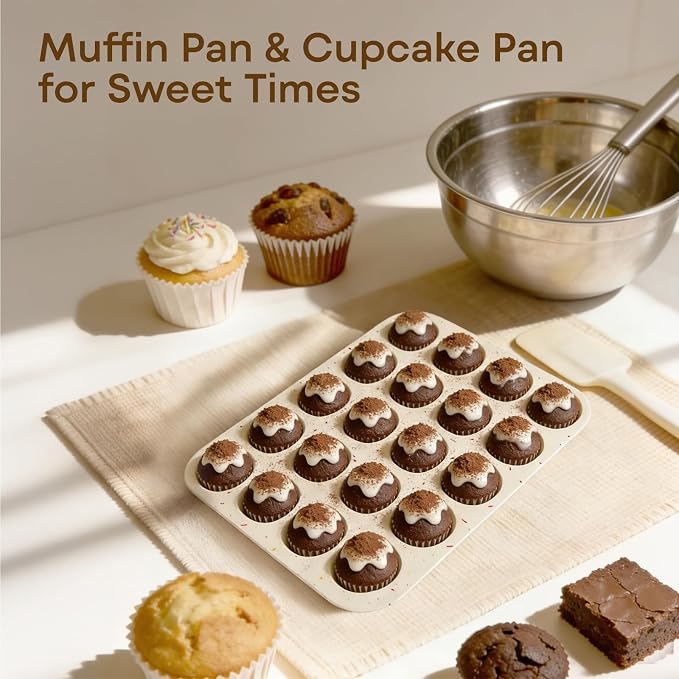 Silicone Mini Muffin Pan, 24 Cup Nonstick Mini Cupcake Pan 2Pcs | Food-Grade Silicone Muffin Tin, Oven Dishwasher Freezer Safe Silicone Molds for Home Baking DIY, Mini Cupcakes, Egg Bites