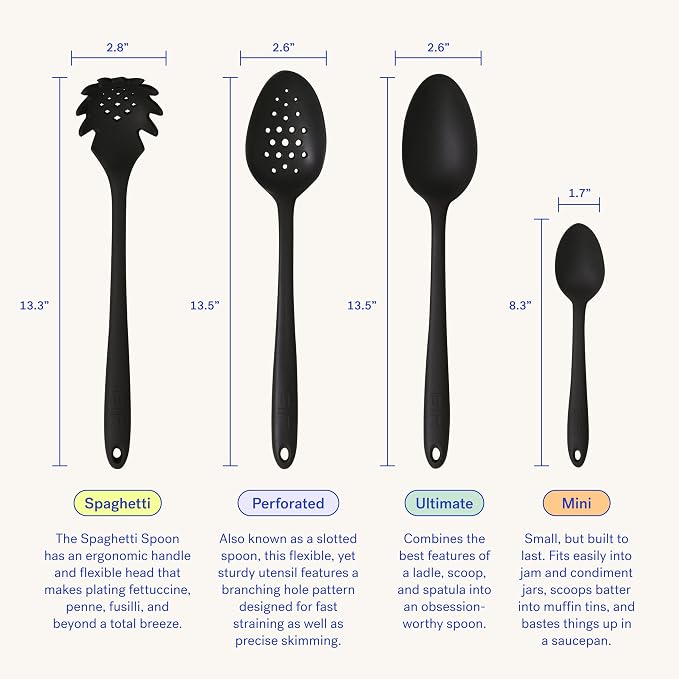 GIR: Get It Right Premium Perforated Spoon - Non-Stick Heat Resistant Silicone Straining Spoon - Perfect for Removing, Filtering, Skimming, Cooking, Frying, Strainer - 13 IN, Navy, (GIRSNH381NVY)