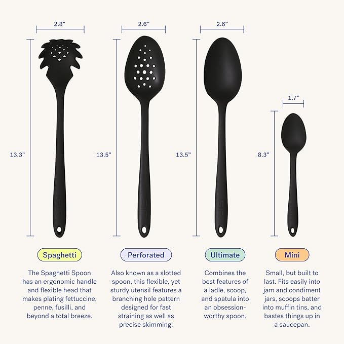 GIR: Get It Right Silicone Serving Spoon Perforated - 13 In Studio White Modern - Heat Resistant Up to 425°F - Dishwasher Friendly - Long-Handled Straining & Stirring