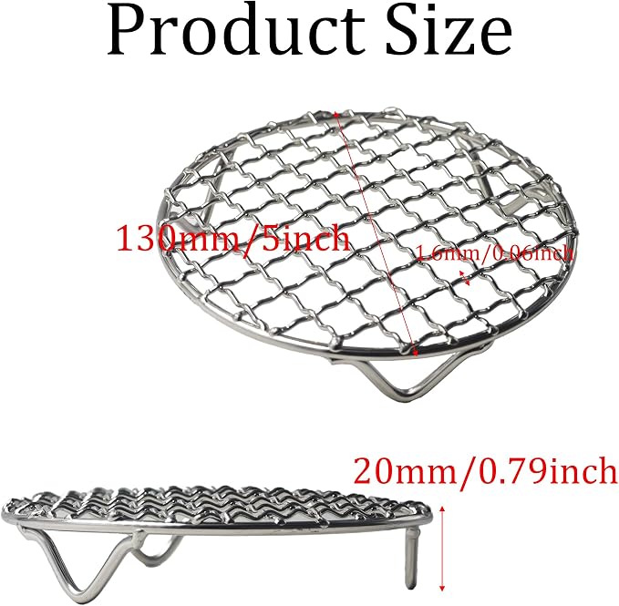 6.5 Inch Round Cooking Rack, Stainless Steel Wire Baking Rack with Stable Legs for Oven, Air Fryer, BBQ, Roasting, Cooling