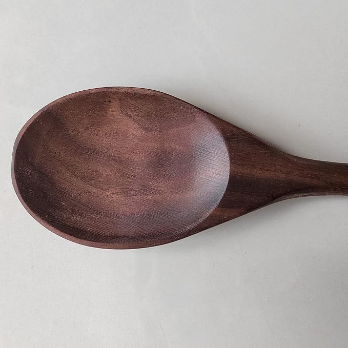 14" Long Handle Wooden Spoons for Cooking,Walnut Wood Mixing Spoon for Soup Stirring, Nonstick Kitchen Serving Spoons Scooper Utensil with Comfortable Smooth Finish Tableware