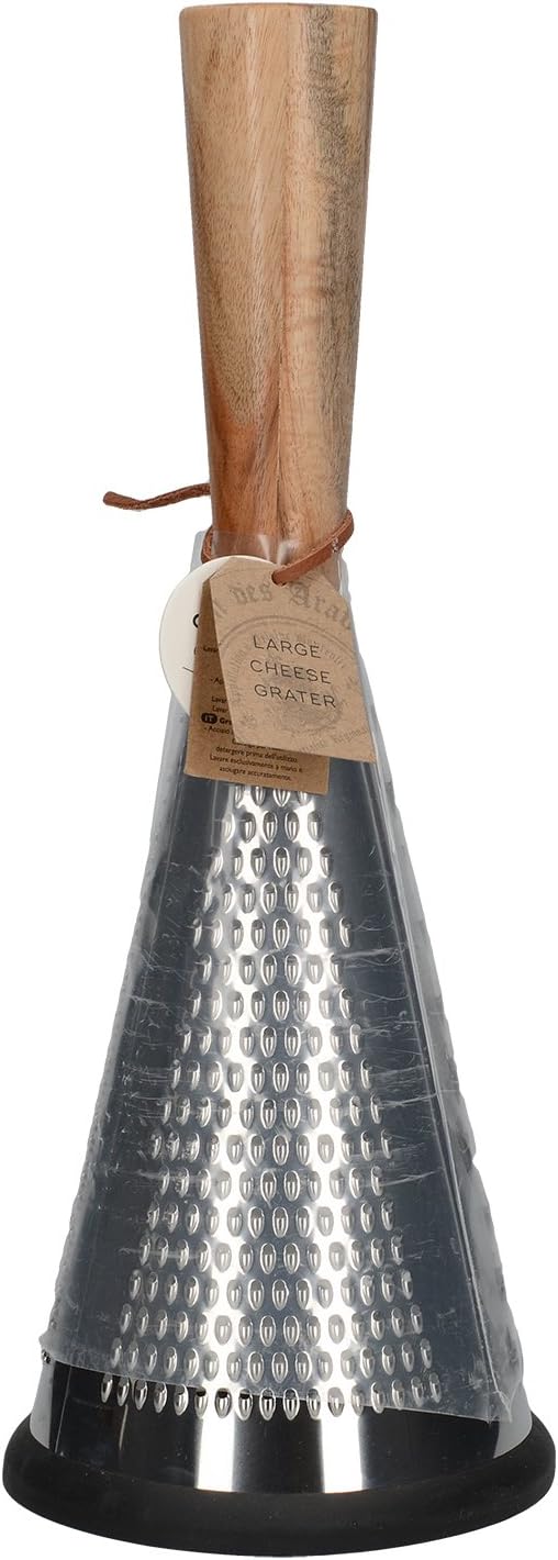 CreativeTops Masterclass Gourmet Cheese Large Vintage-Style Conical Cheese Grater with Wooden Handle, 13 x 13 x 33 cm (5" x 5" x 13"), Silver/Brown