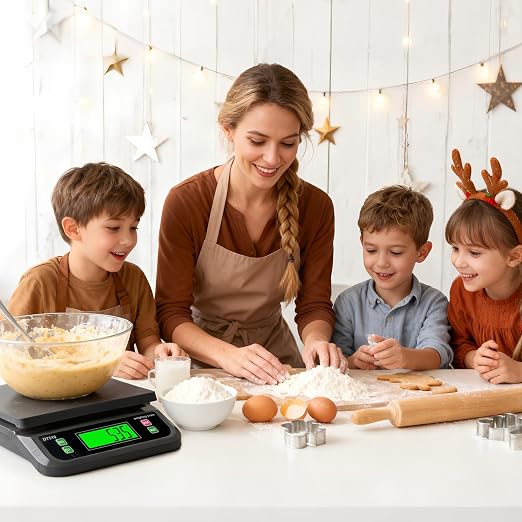 66lbs/30kg Large Digital Kitchen Scale with 6 Unit & Tare Funtion | Food Scale for Baking Cooking Bread Meat Scales with Prep Counting LCD Display with Adapter Grey