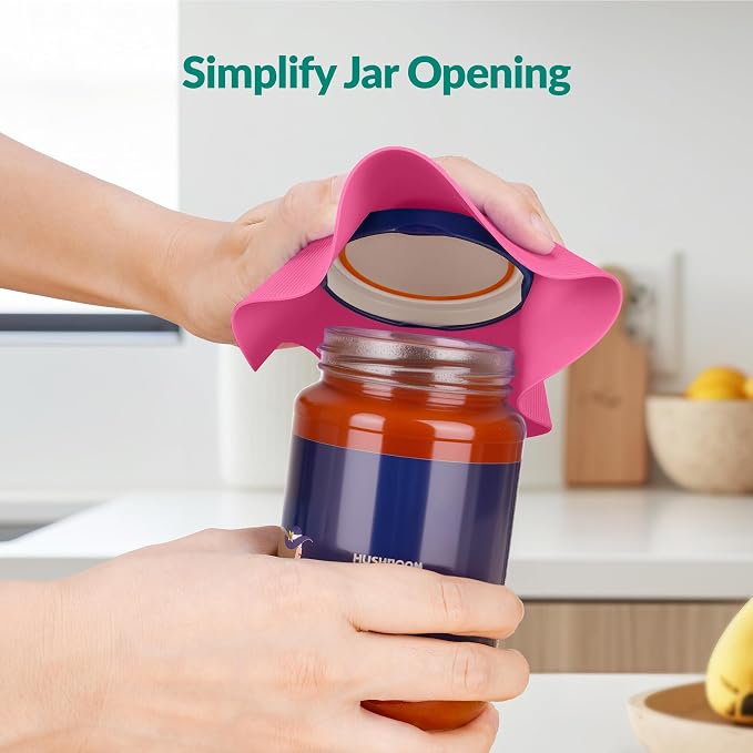 NiHome Silicone Jar Opener Gripper Pads, 6 in for Seniors, Pink Series, 4PC | Textured Back Pattern For Superior Grip, Food-Grade Silicone, Heat-Resistant Multi-Use Kitchen Pad For Jars, Pots, Spoons
