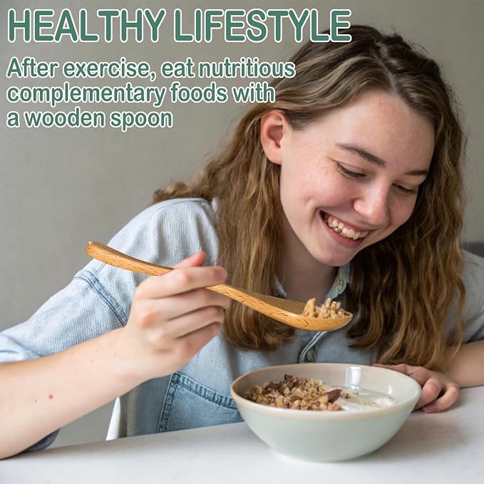3 PCS Beech Wood Spoon, 7 Inch Wooden Spoons for Eating, Small Pointed Wooden Soup Spoons Set for Mixing Stirring, Handmade Wooden Tablespoon Dining Spoons for Coffee,Honey,Tea,Rice,Cereal,Dessert
