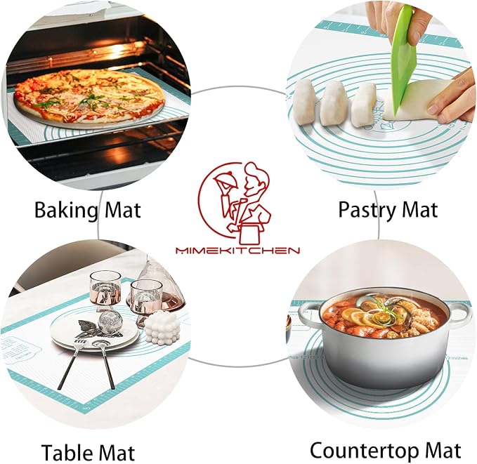 Non stick Silicone Pastry Mat, Dough Mat for Rolling, Silicone Baking Mat, Fondant/Pie Crust Mat Kitchen Counter Mat, Macarons Bread Baking Mat Baking Supplies Extra Large 28 x 20 Inch