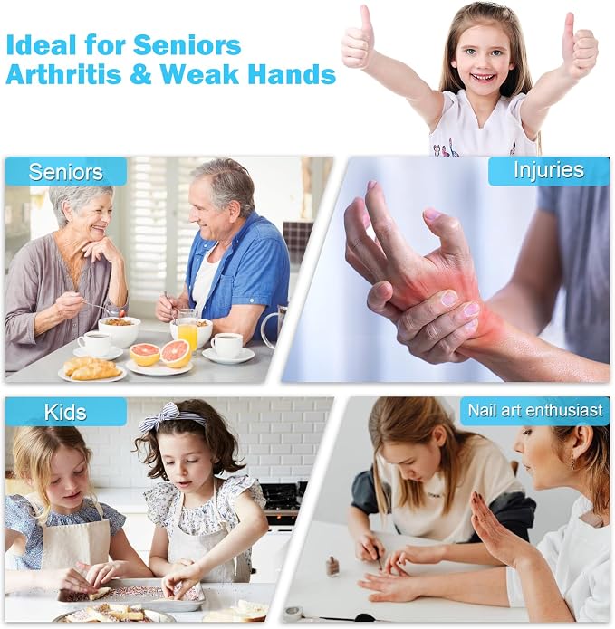 Jar Opener for Weak Hands, Seniors, Arthritis (Blue&Grey) | 3-Pieces Jar and Bottle Opener Set, 6-in-1 Multifunctional Jar Lid Opener Bottle Opener, Non-Slip Jar Opener Gripper Pad