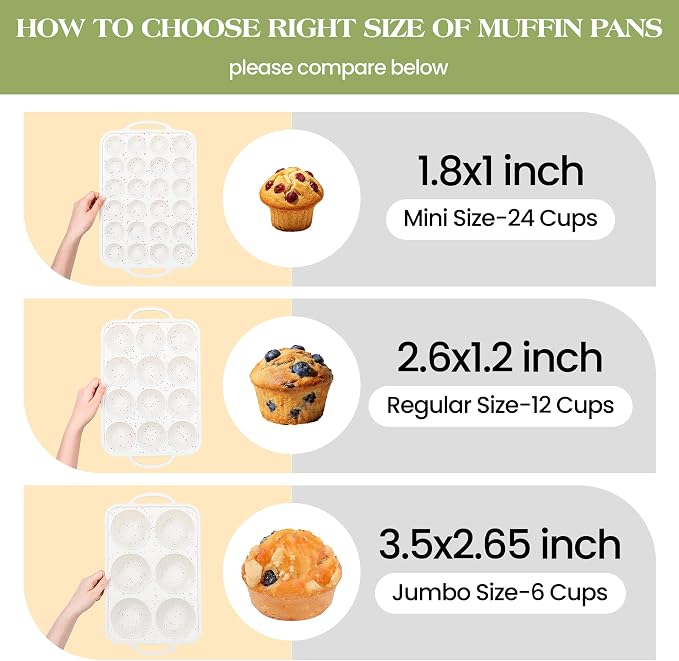 1 Pc Mini Muffin Pan with Metal Reinforced Frame, 24 Cups Nonstick Silicone Cupcake Tray for Baking, Food Grade Small Muffin Molds with Handles (Cream)