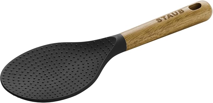 STAUB Soup Ladle & Rice Spoon Set - Serve Hot Soup, Keep Rice Fluffy, BPA-Free Silicone, Acacia Wood Handles