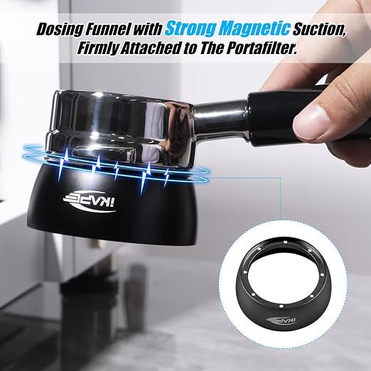 IKAPE Dosing Funnel Set Black, 51MM Espresso Dosing Ring & Puck Screen Kit Compatible with 51 mm Bottomless Portafilter