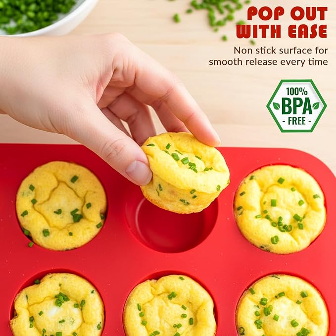 HKNMTT Silicone Muffin Pans for Baking 12Cups BPA-Free Egg Bites Mold | Regular Size, Non-Stick, Food-Grade, Oven Safe, Cupcake Pan Muffin Tin