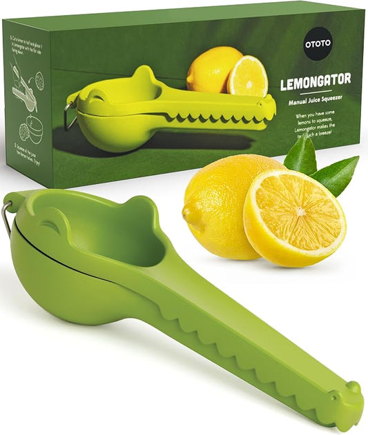 OTOTO Lemongator Lemon Juicer Hand - Easy to Hold Lemon Squeezer Manual for Lemon, Lime, Oranges - BPA Free, Dishwasher Safe Citrus Juicer Hand Press Manual - Fun Kitchen Gadgets & Tools