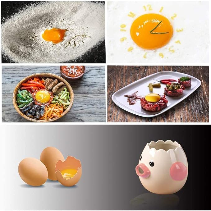 Egg Separator, Ceramic, Pink, 3x3 Inches, 4.3 OZ